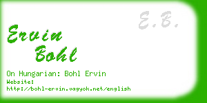 ervin bohl business card